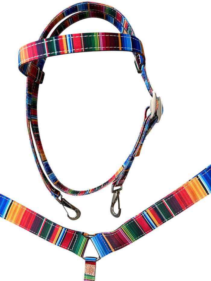 Serape tack set breast collar nylon horse size with browband headstall