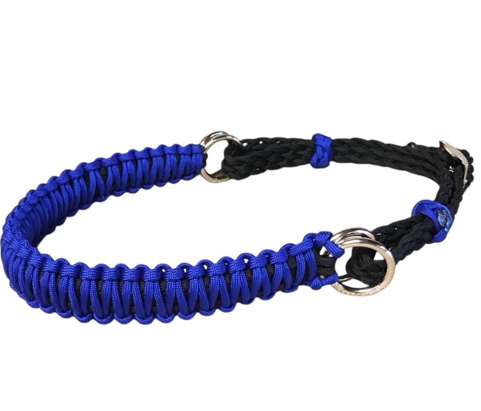 side pull hackamore electric blue   bitless attachment.... with black or brown chinstrap...all sizes - Tiffanys Braided Tack LLC