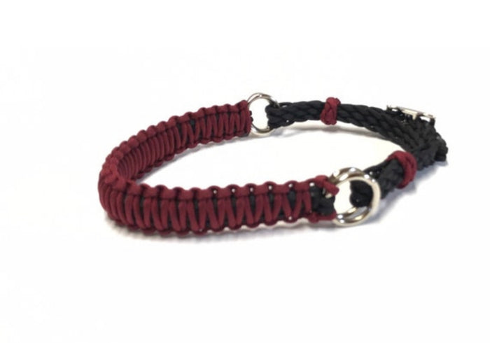 side pull hackamore  burgundy bitless attachment.... with black or brown  chinstrap...all sizes - Tiffanys Braided Tack LLC