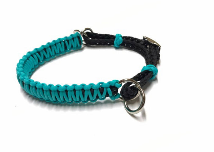 side pull hackamore "with a whoa" bitless attachment....  green turquoise with brown or black chinstrap...all sizes - Tiffanys Braided Tack LLC