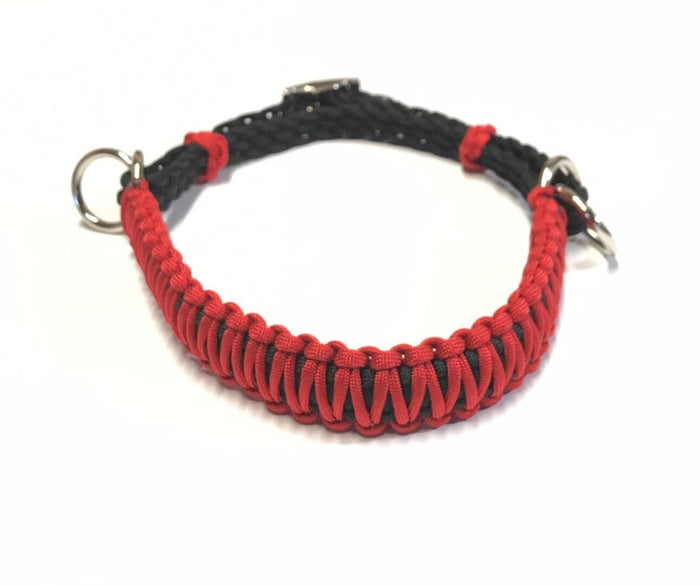 Side pull hackamore "with a whoa" bitless attachment.... red with black chinstrap...all sizes