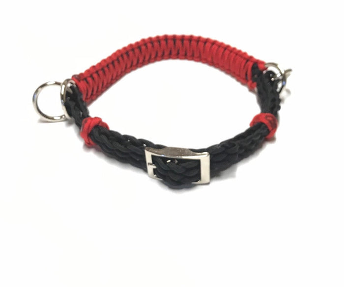 Side pull hackamore "with a whoa" bitless attachment.... red with black chinstrap...all sizes