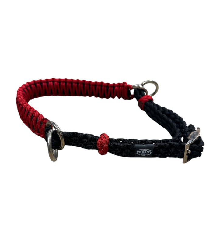 Side pull hackamore "with a whoa" bitless attachment.... red with black chinstrap...all sizes