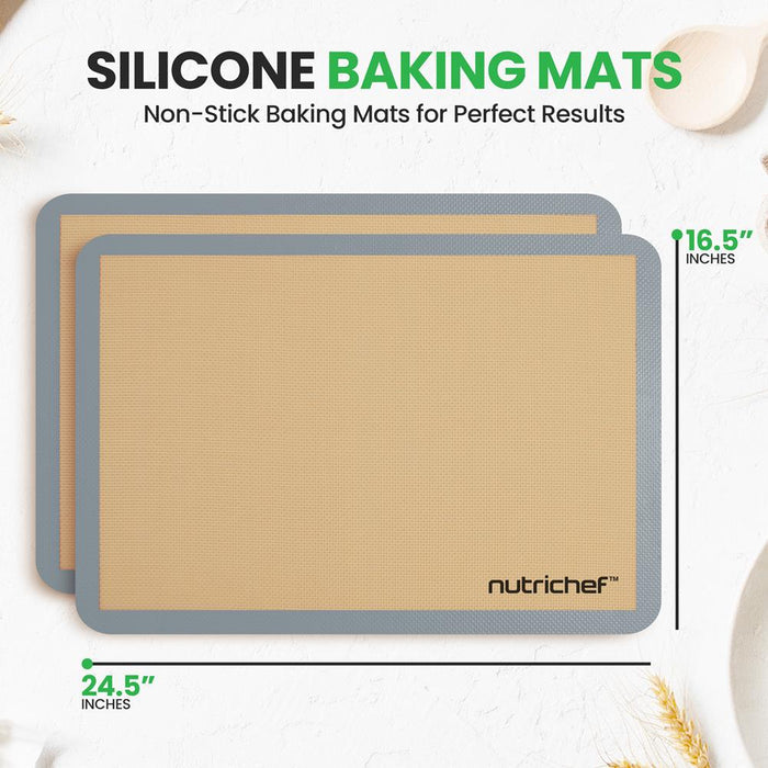 Silicone Baking Mats - Non-stick, Oven-safe 480¬8F, Food-Grade, Grey