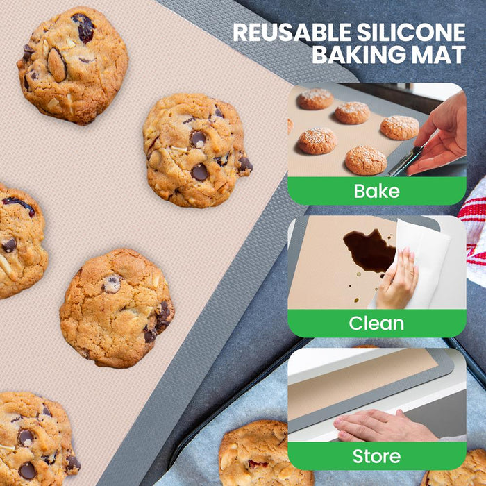 Silicone Baking Mats - Non-stick, Oven-safe 480¬8F, Food-Grade, Grey