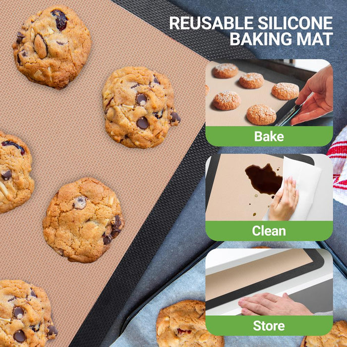 Silicone Baking Mats - Non-stick Reusable Food-Grade - Oven Safe 480°F