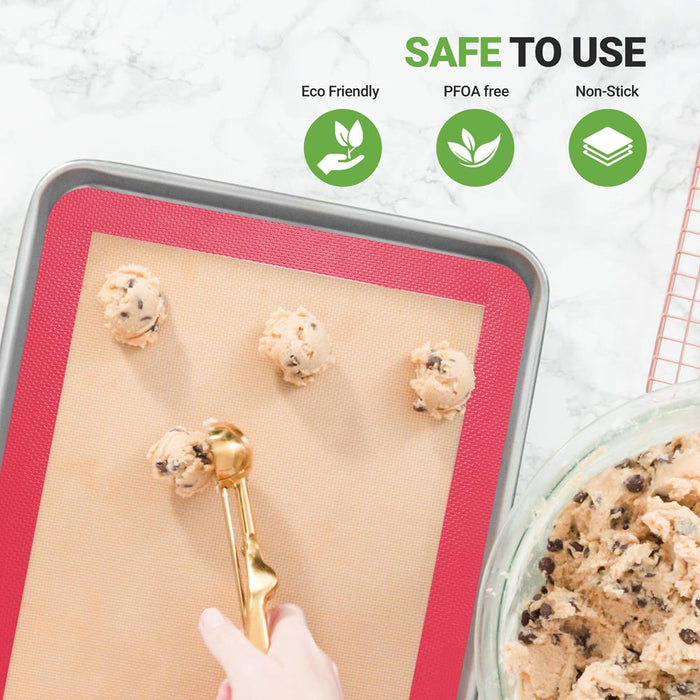 Silicone Baking Mats - Nonstick, Oven-Safe 480°F, Red, 24.4"x16.5"