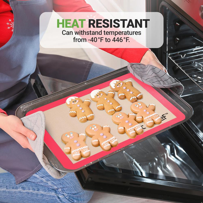 Silicone Baking Mats - Nonstick, Oven-Safe 480°F, Red, 24.4"x16.5"