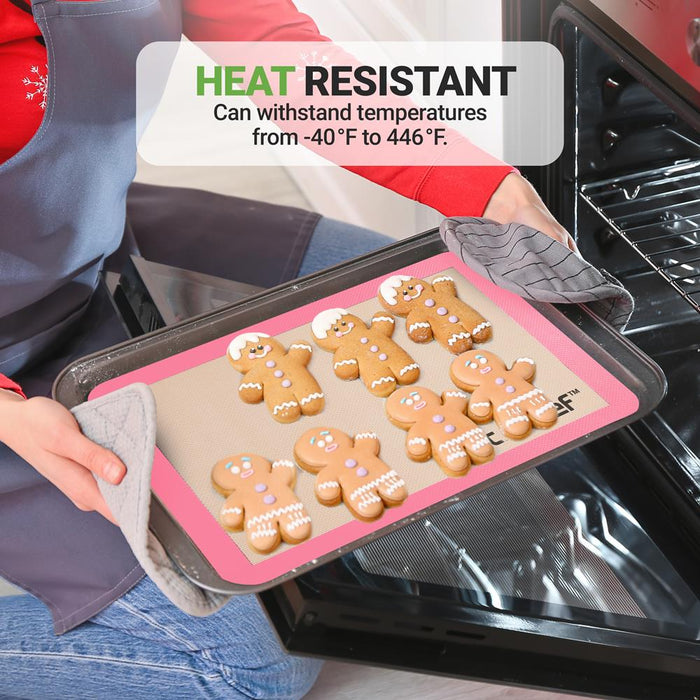 Silicone Baking Mats - Nonstick Reusable Food-Grade - Pink