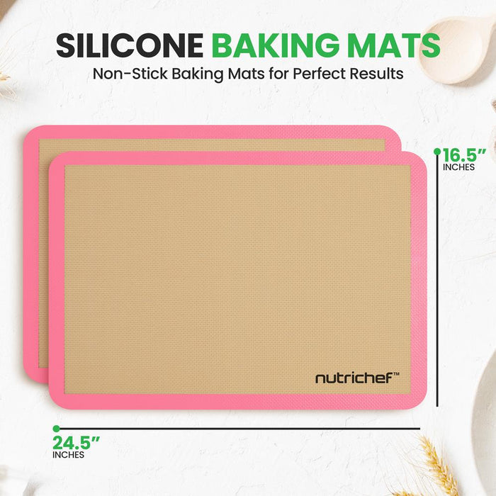 Silicone Baking Mats Non-stick Food-Grade Oven-Safe 480°F Pink