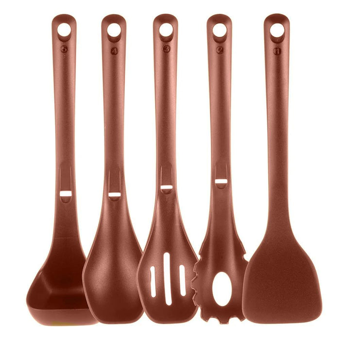 Silicone Kitchen Utensils Set - Heat-Resistant, Food-Grade, Brown