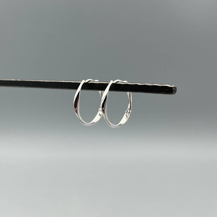 Silver Wavy Hinge Hoops