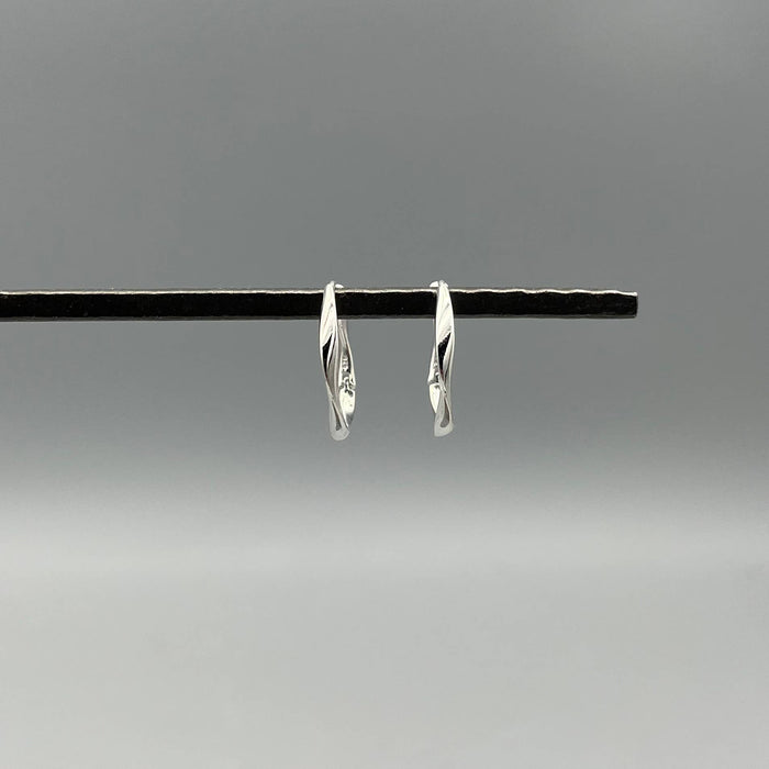 Silver Wavy Hinge Hoops