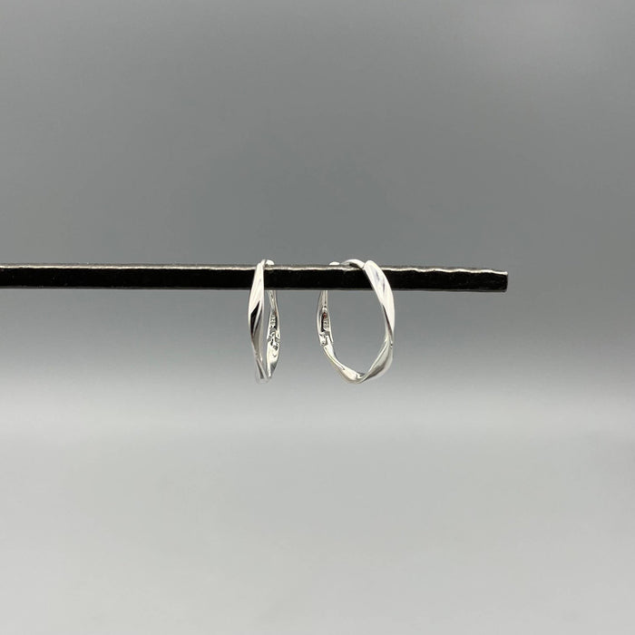 Silver Wavy Hinge Hoops