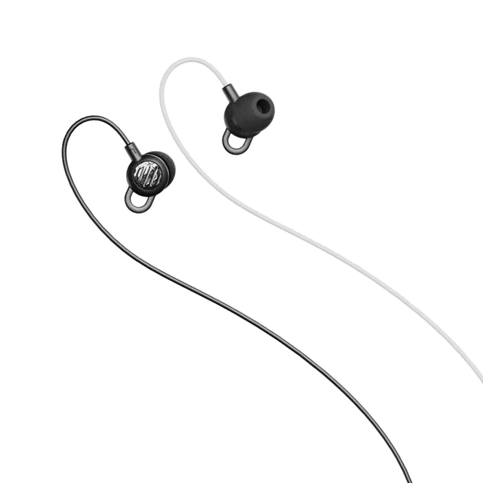 Side profile of the MEE audio SleepTones Wired Sleeping Earbuds for Side Sleepers With Lightweight Low-Profile Silicone Earpieces for a Comfortable Fit, Built-In Mic, & Volume Controls