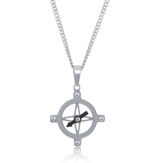 Stainless Steel Compass Pendant and Chain