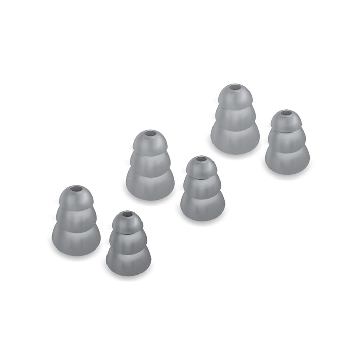 Set of 3 pairs of MEE audio silicone triple flange eartips in size large in gray