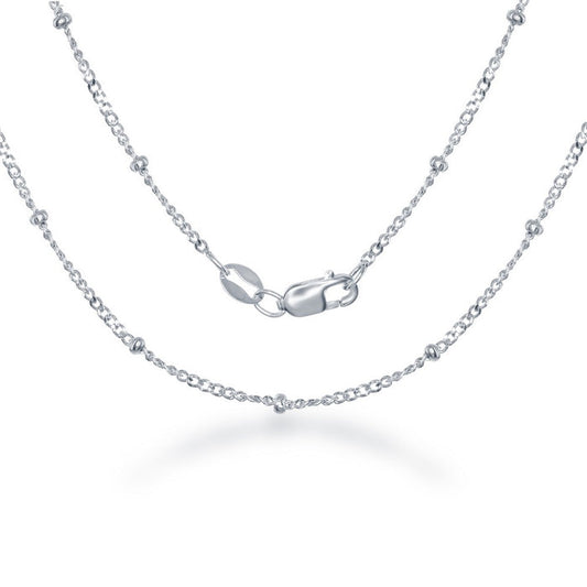 Sterling Silver 2.3mm Diamond Cut Cuban Chain with Beads