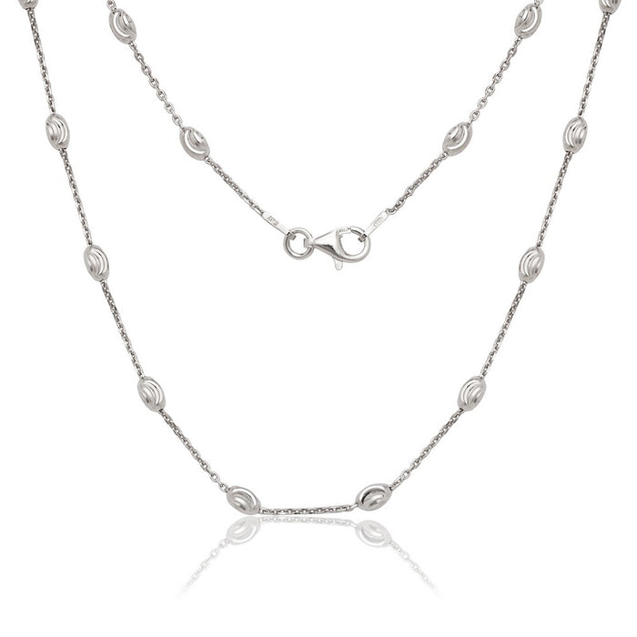 Sterling Silver Diamond Cut Oval Moon Bead Chain