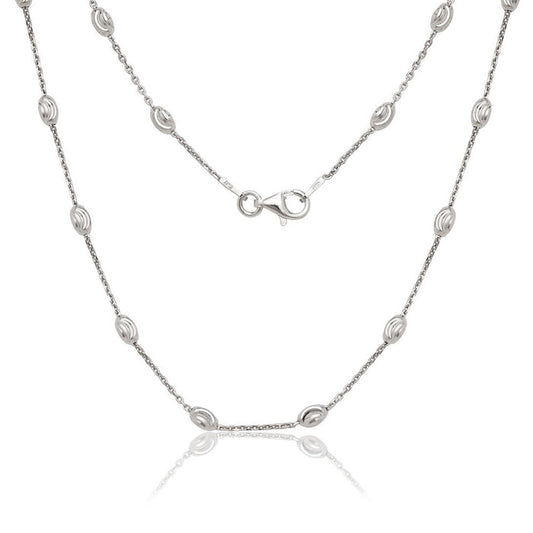 Sterling Silver Diamond Cut Oval Moon Bead Chain