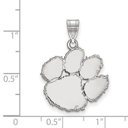 Sterling Silver LogoArt Officially Licensed Clemson University Tiger Paw Pendant, Large (94005)