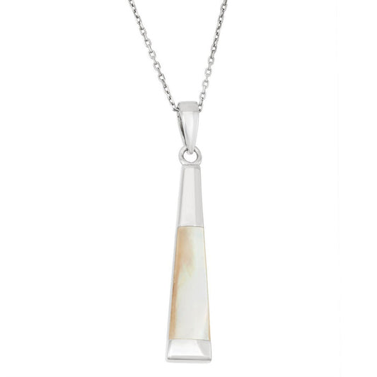 Sterling Silver Long Thin Mother of Pearl Necklace