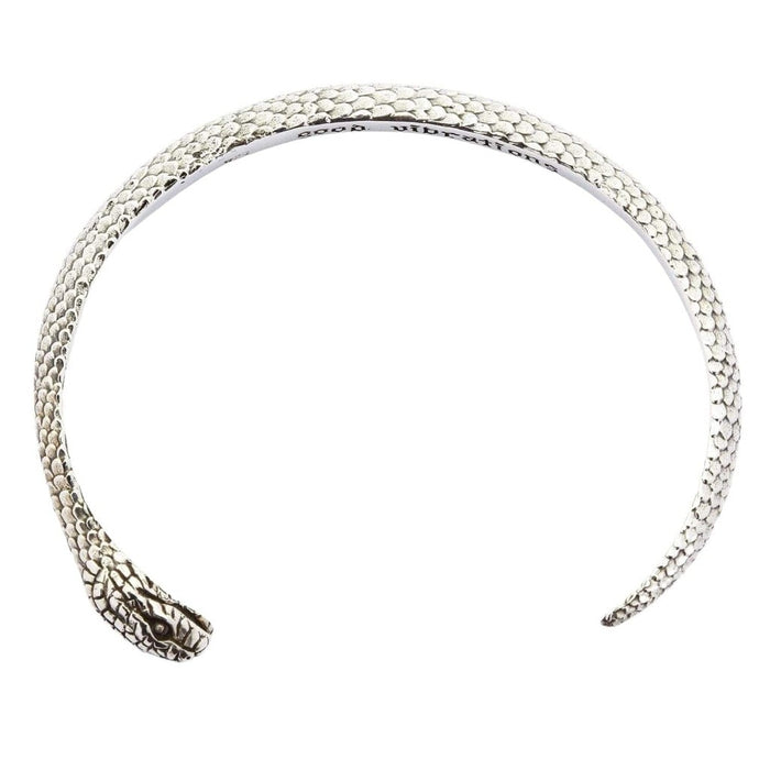 Side profile of antique style snake cuff showing 3mm band thickness