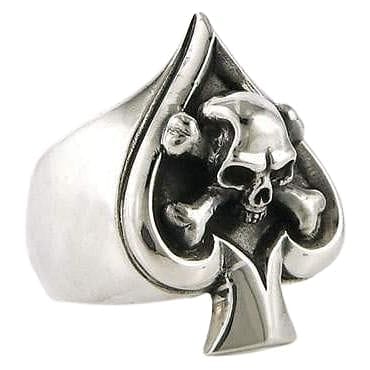 Sterling Silver Crossbone Skull Ring-Bikerringshop