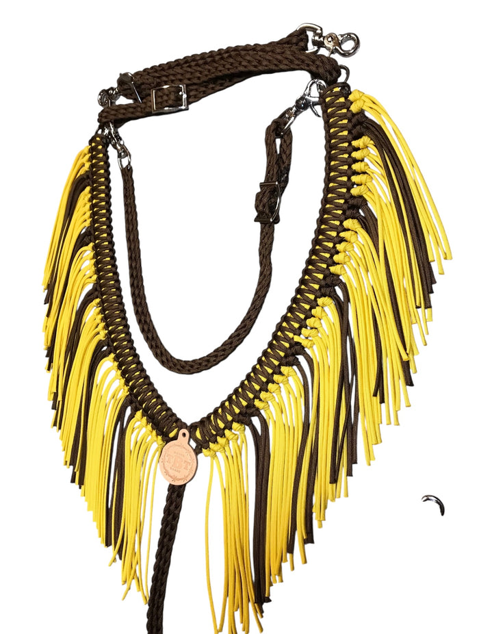 Sunflower Fringe Breast Collar with wither strap - Tiffanys Braided Tack LLC