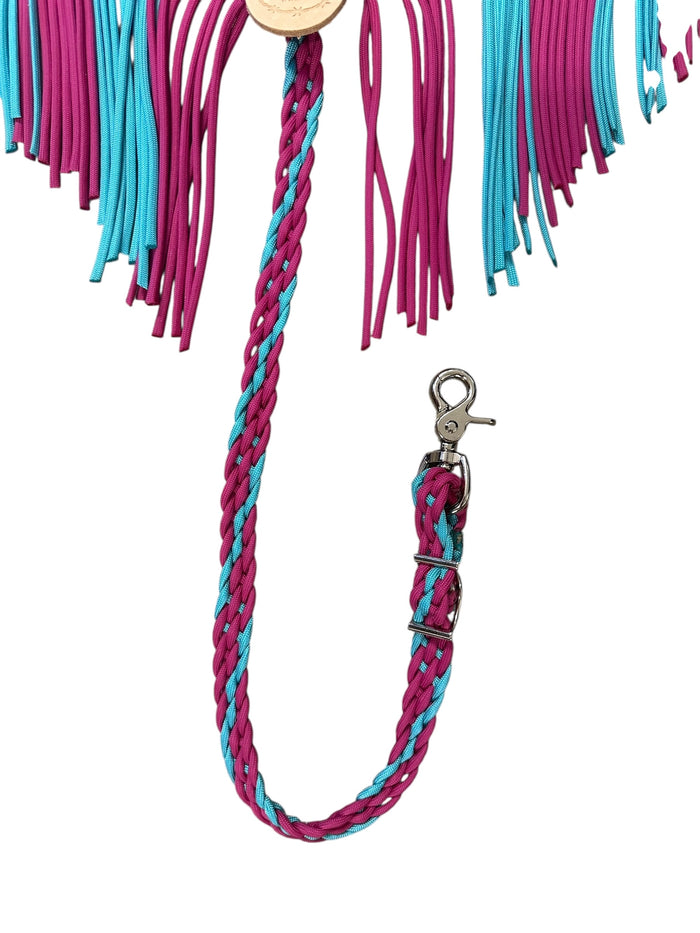 TBT Fringe Breast Collar tack set Fuschia and turquoise
