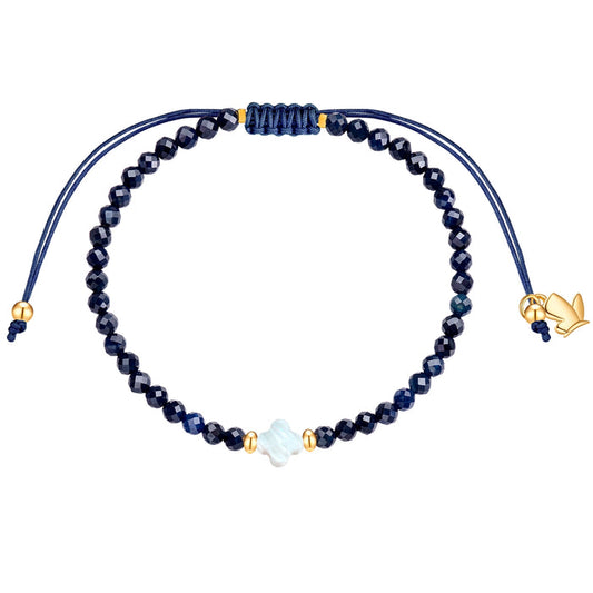 Textil-Armband dunkelblau Saphir Muschelkernperle