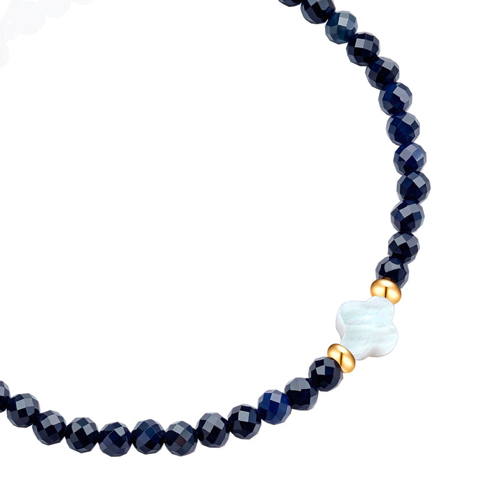 Textil-Armband dunkelblau Saphir Muschelkernperle