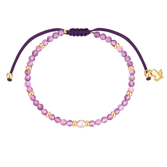 Textil-Armband lila Amethyst Süßwasser-Zuchtperle