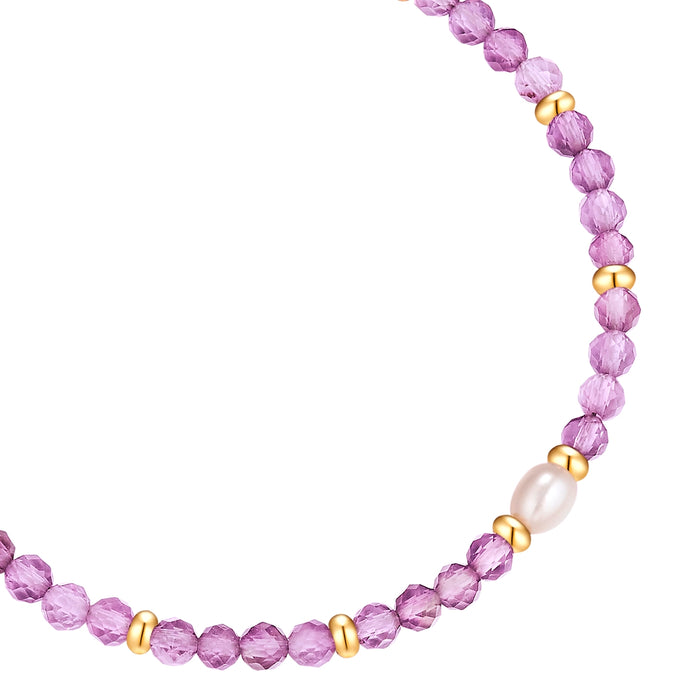 Textil-Armband lila Amethyst Süßwasser-Zuchtperle