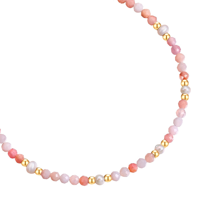 Textil-Armband rosa Opal Süßwasser-Zuchtperle