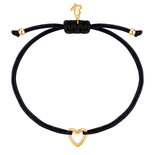 Textil Armband schwarz Herz gold