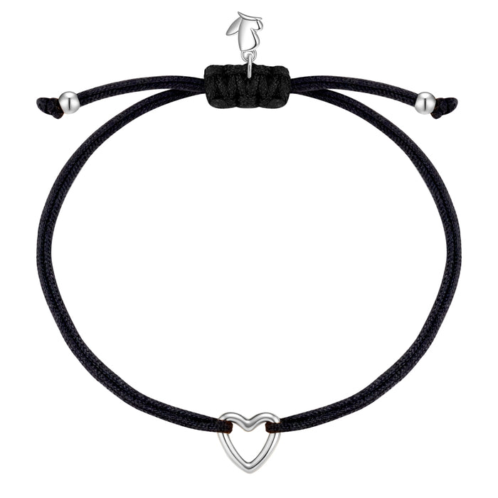 Textil Armband schwarz Herz silber