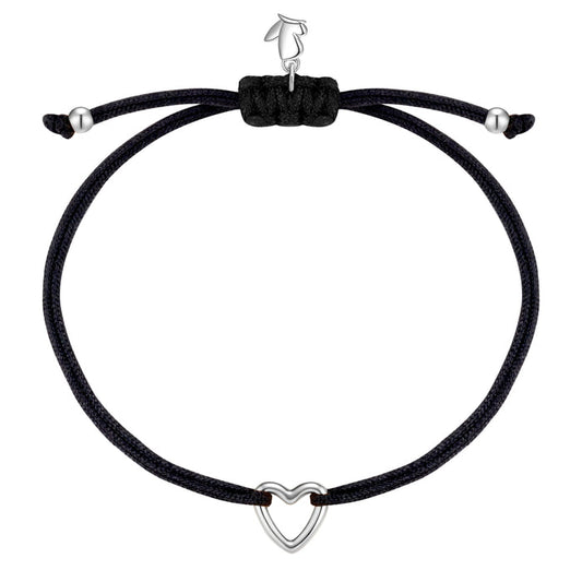 Textil Armband schwarz Herz silber