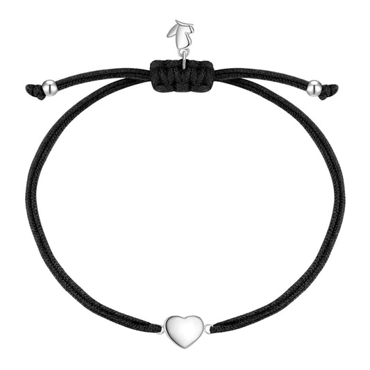 Textil Armband schwarz Herz silber