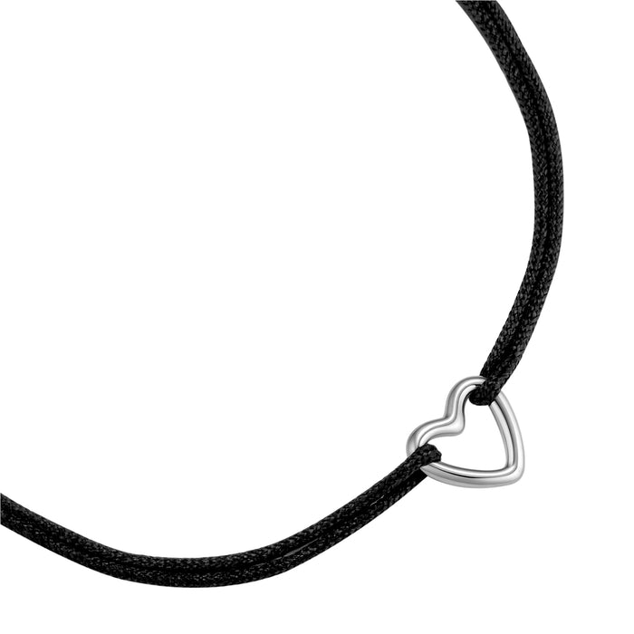 Textil Armband schwarz Herz silber