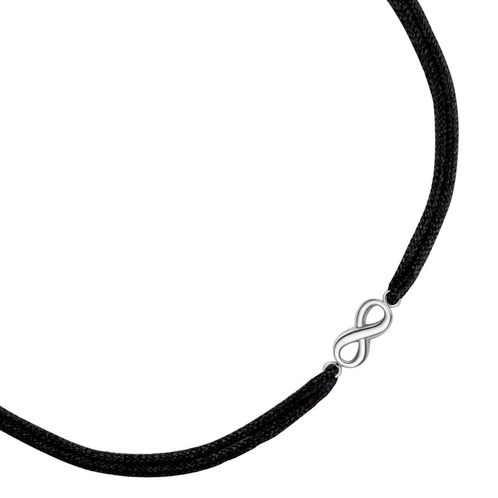 Textil Armband schwarz Infinity silber