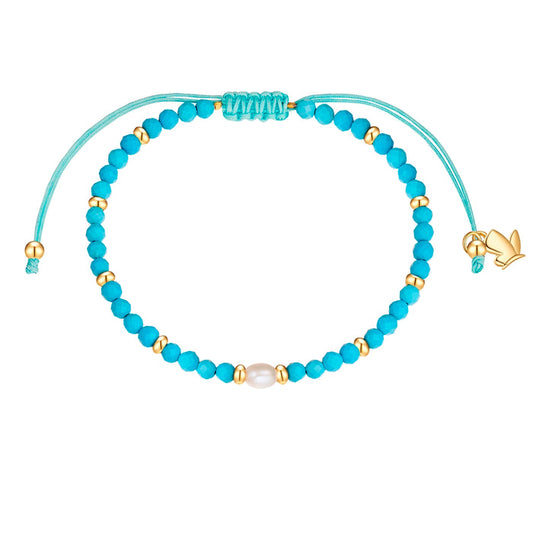 Textil-Armband türkis Türkis (rek.) Süßwasser-Zuchtperle