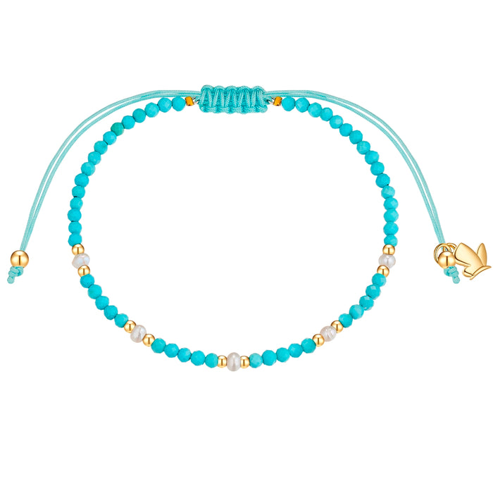 Textil-Armband türkis Türkis (rek.) Süßwasser-Zuchtperle