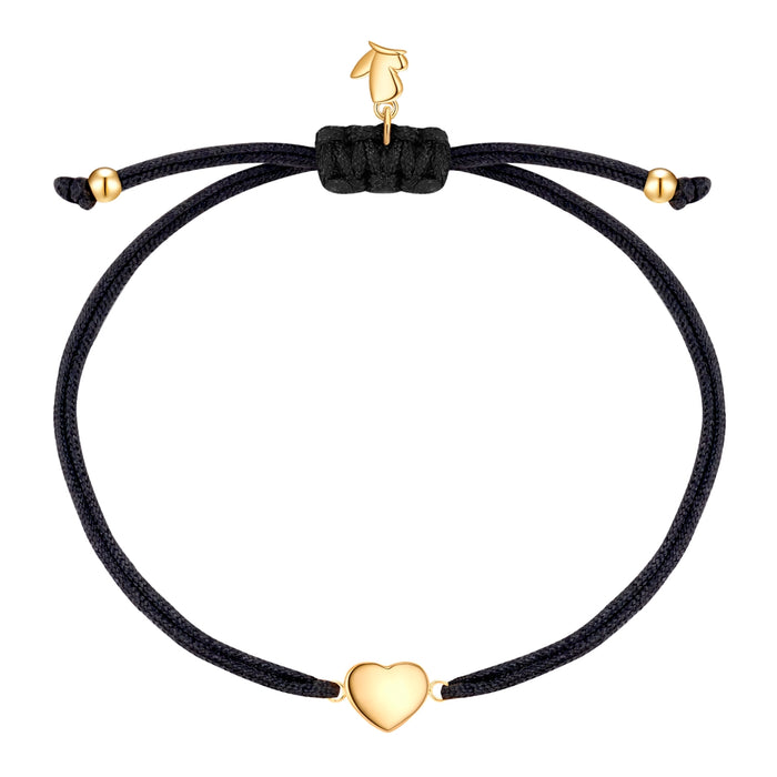 Textilarmband schwarz Herz gold