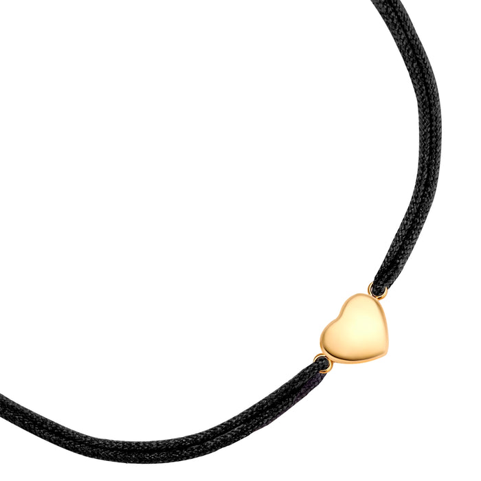 Textilarmband schwarz Herz gold