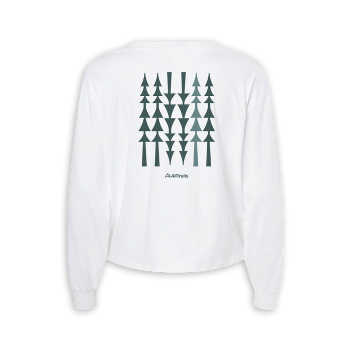 Treeline Women's Long Sleeve Crop Tee - White Long Sleeves Touchstone