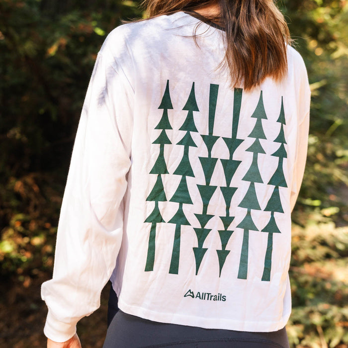 Treeline Women's Long Sleeve Crop Tee - White Long Sleeves Touchstone
