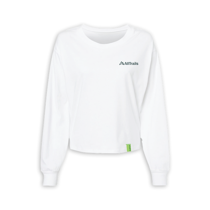 Treeline Women's Long Sleeve Crop Tee - White Long Sleeves Touchstone