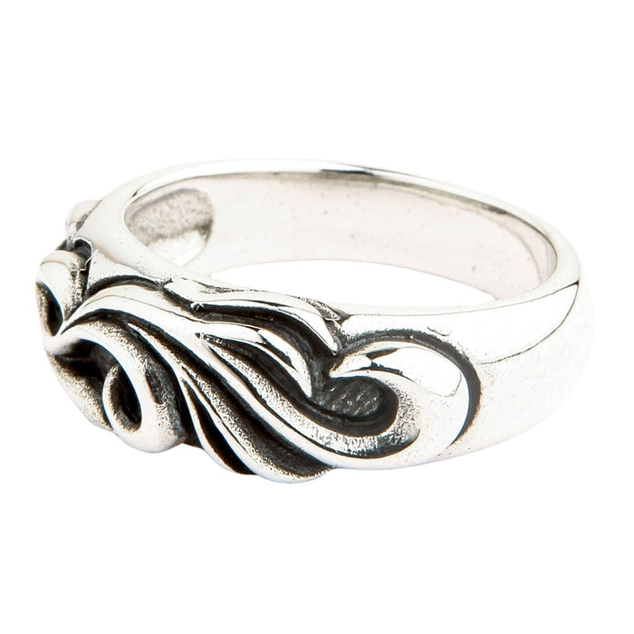 Studio shot of the tribal ring highlighting the masculine design elements