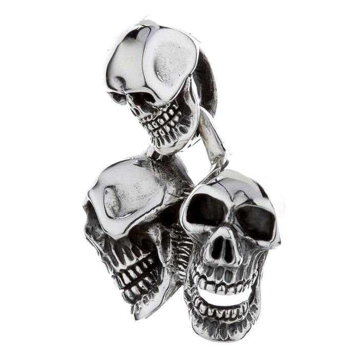 A side profile of the men's biker skull cluster pendant, showing its three-dimensional depth.